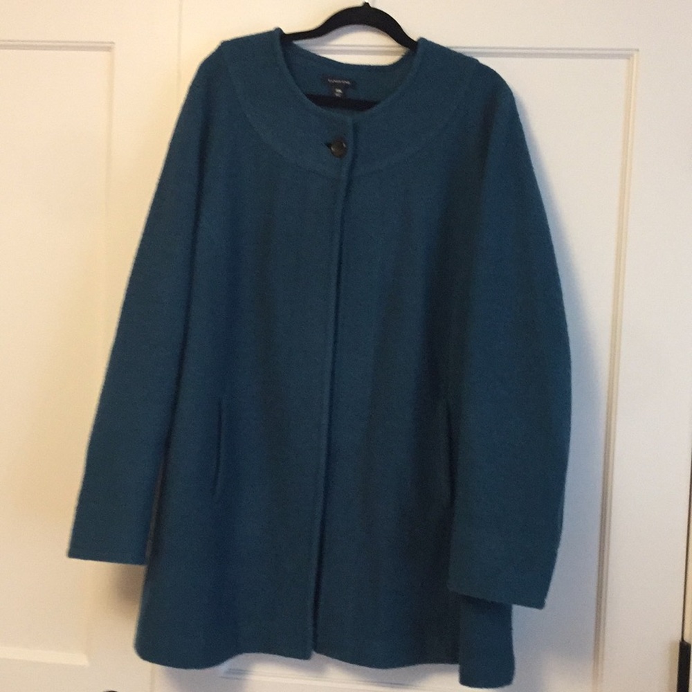 Boiled wool swing coat — Teal Blue